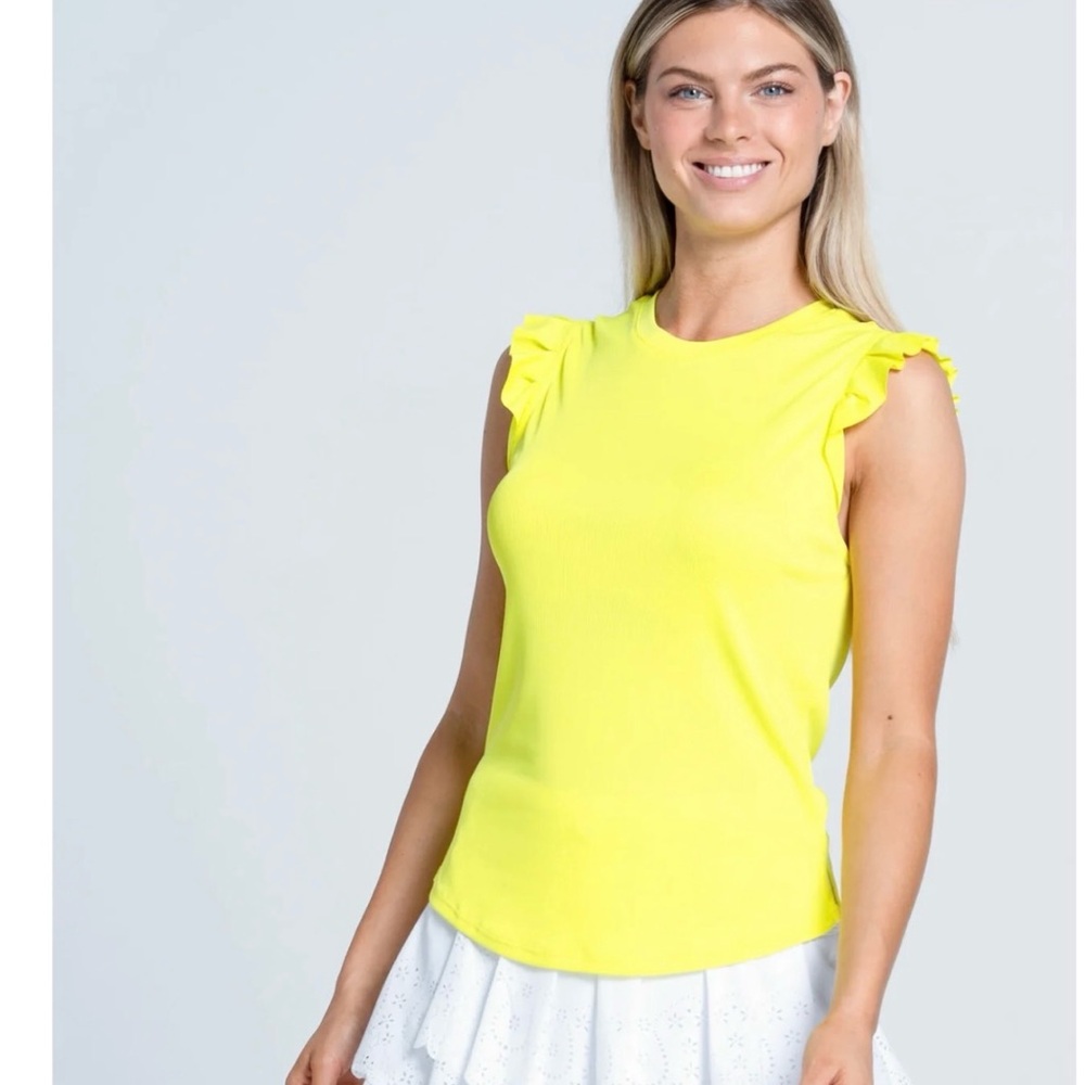 Lucky in Love Neon Yellow Ruffle Tank Top
